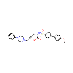 COc1ccc(-c2ccc(S(=O)(=O)N[C@@H](CC#CCN3CCN(c4ccccc4)CC3)C(=O)O)cc2)cc1 ZINC000026014149