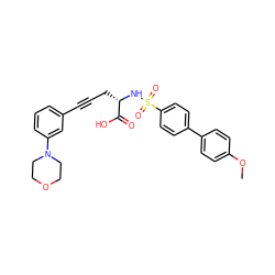 COc1ccc(-c2ccc(S(=O)(=O)N[C@@H](CC#Cc3cccc(N4CCOCC4)c3)C(=O)O)cc2)cc1 ZINC000013862408