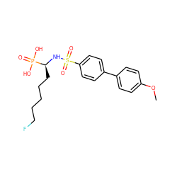 COc1ccc(-c2ccc(S(=O)(=O)N[C@@H](CCCCCF)P(=O)(O)O)cc2)cc1 ZINC000653687979