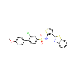 COc1ccc(-c2ccc(S(=O)(=O)Nc3sccc3-c3nc4ccccc4s3)cc2Cl)cc1 ZINC000043060473