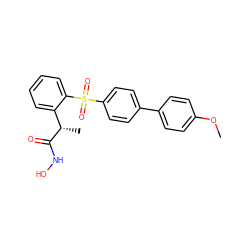 COc1ccc(-c2ccc(S(=O)(=O)c3ccccc3[C@H](C)C(=O)NO)cc2)cc1 ZINC000045288159