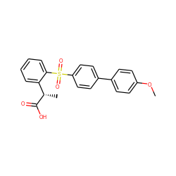 COc1ccc(-c2ccc(S(=O)(=O)c3ccccc3[C@H](C)C(=O)O)cc2)cc1 ZINC000045321349