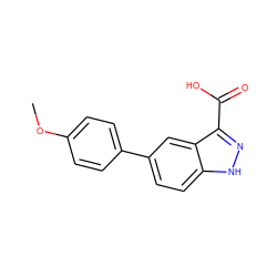 COc1ccc(-c2ccc3[nH]nc(C(=O)O)c3c2)cc1 ZINC001772608500