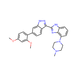 COc1ccc(-c2ccc3c(-c4nc5c(N6CCN(C)CC6)cccc5[nH]4)n[nH]c3c2)c(OC)c1 ZINC000040916868