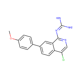 COc1ccc(-c2ccc3c(Cl)cnc(N=C(N)N)c3c2)cc1 ZINC000026972609