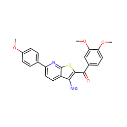 COc1ccc(-c2ccc3c(N)c(C(=O)c4ccc(OC)c(OC)c4)sc3n2)cc1 ZINC000000661588