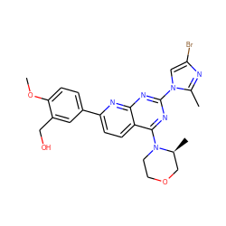 COc1ccc(-c2ccc3c(N4CCOC[C@@H]4C)nc(-n4cc(Br)nc4C)nc3n2)cc1CO ZINC000138735866