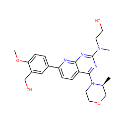 COc1ccc(-c2ccc3c(N4CCOC[C@@H]4C)nc(N(C)CCO)nc3n2)cc1CO ZINC000138901998