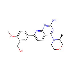 COc1ccc(-c2ccc3c(N4CCOC[C@@H]4C)nc(N)nc3n2)cc1CO ZINC000143830393