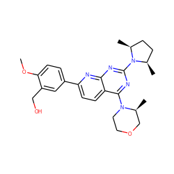 COc1ccc(-c2ccc3c(N4CCOC[C@@H]4C)nc(N4[C@@H](C)CC[C@H]4C)nc3n2)cc1CO ZINC000138736783