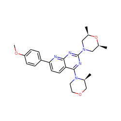 COc1ccc(-c2ccc3c(N4CCOC[C@@H]4C)nc(N4C[C@H](C)O[C@H](C)C4)nc3n2)cc1 ZINC000139633994