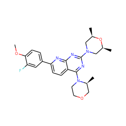 COc1ccc(-c2ccc3c(N4CCOC[C@@H]4C)nc(N4C[C@H](C)O[C@H](C)C4)nc3n2)cc1F ZINC000169021306