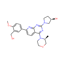 COc1ccc(-c2ccc3c(N4CCOC[C@@H]4C)nc(N4CC[C@@H](O)C4)nc3n2)cc1CO ZINC000095586516