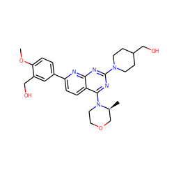 COc1ccc(-c2ccc3c(N4CCOC[C@@H]4C)nc(N4CCC(CO)CC4)nc3n2)cc1CO ZINC000139078874