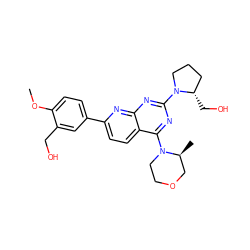 COc1ccc(-c2ccc3c(N4CCOC[C@@H]4C)nc(N4CCC[C@@H]4CO)nc3n2)cc1CO ZINC000139638613