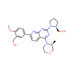 COc1ccc(-c2ccc3c(N4CCOC[C@@H]4C)nc(N4CCC[C@H]4CO)nc3n2)cc1CO ZINC000138901733