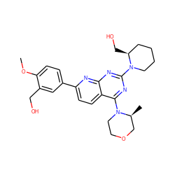 COc1ccc(-c2ccc3c(N4CCOC[C@@H]4C)nc(N4CCCC[C@@H]4CO)nc3n2)cc1CO ZINC000138775733