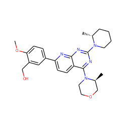 COc1ccc(-c2ccc3c(N4CCOC[C@@H]4C)nc(N4CCCC[C@H]4C)nc3n2)cc1CO ZINC000088383714