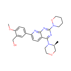 COc1ccc(-c2ccc3c(N4CCOC[C@@H]4C)nc(N4CCCCO4)nc3n2)cc1CO ZINC000138936390