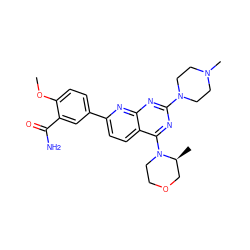 COc1ccc(-c2ccc3c(N4CCOC[C@@H]4C)nc(N4CCN(C)CC4)nc3n2)cc1C(N)=O ZINC000113726684