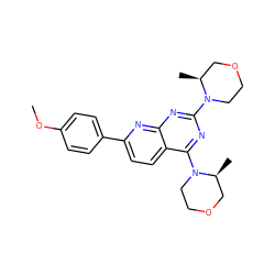 COc1ccc(-c2ccc3c(N4CCOC[C@@H]4C)nc(N4CCOC[C@@H]4C)nc3n2)cc1 ZINC000139405228