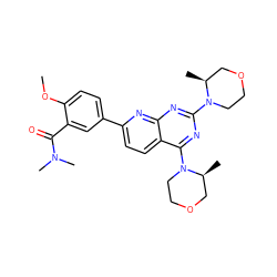 COc1ccc(-c2ccc3c(N4CCOC[C@@H]4C)nc(N4CCOC[C@@H]4C)nc3n2)cc1C(=O)N(C)C ZINC000095585905