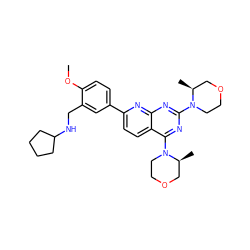 COc1ccc(-c2ccc3c(N4CCOC[C@@H]4C)nc(N4CCOC[C@@H]4C)nc3n2)cc1CNC1CCCC1 ZINC000168762300