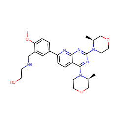 COc1ccc(-c2ccc3c(N4CCOC[C@@H]4C)nc(N4CCOC[C@@H]4C)nc3n2)cc1CNCCO ZINC000168710039