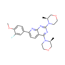 COc1ccc(-c2ccc3c(N4CCOC[C@@H]4C)nc(N4CCOC[C@@H]4C)nc3n2)cc1F ZINC000139677623