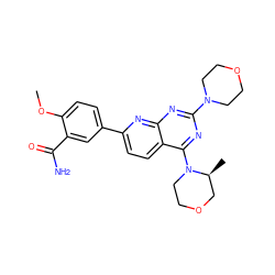 COc1ccc(-c2ccc3c(N4CCOC[C@@H]4C)nc(N4CCOCC4)nc3n2)cc1C(N)=O ZINC000113725586