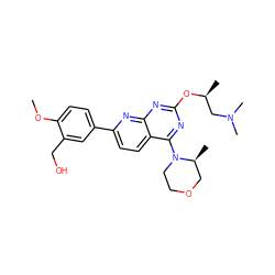 COc1ccc(-c2ccc3c(N4CCOC[C@@H]4C)nc(O[C@@H](C)CN(C)C)nc3n2)cc1CO ZINC000139651068