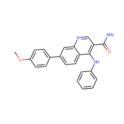 COc1ccc(-c2ccc3c(Nc4ccccc4)c(C(N)=O)cnc3c2)cc1 ZINC000028959976