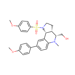 COc1ccc(-c2ccc3c(c2)[C@H]2[C@H](CCN2S(=O)(=O)c2ccc(OC)cc2)[C@H](CO)N3C)cc1 ZINC000095599204