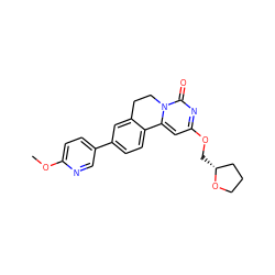 COc1ccc(-c2ccc3c(c2)CCn2c-3cc(OC[C@@H]3CCCO3)nc2=O)cn1 ZINC000209711378