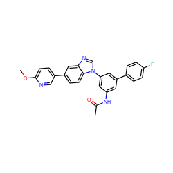 COc1ccc(-c2ccc3c(c2)ncn3-c2cc(NC(C)=O)cc(-c3ccc(F)cc3)c2)cn1 ZINC000145659169