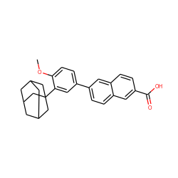 COc1ccc(-c2ccc3cc(C(=O)O)ccc3c2)cc1C12CC3CC(CC(C3)C1)C2 ZINC000003784182