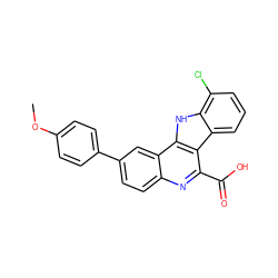 COc1ccc(-c2ccc3nc(C(=O)O)c4c5cccc(Cl)c5[nH]c4c3c2)cc1 ZINC000473109465