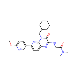 COc1ccc(-c2ccc3nc(NCC(=O)N(C)C)c(=O)n(CC4CCCCC4)c3n2)cn1 ZINC000043119934