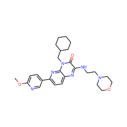 COc1ccc(-c2ccc3nc(NCCN4CCOCC4)c(=O)n(CC4CCCCC4)c3n2)cn1 ZINC000043076605