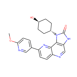 COc1ccc(-c2ccc3ncc4[nH]c(=O)n([C@H]5CC[C@H](O)CC5)c4c3n2)cn1 ZINC000261190209