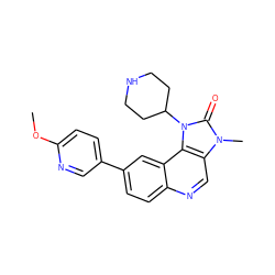 COc1ccc(-c2ccc3ncc4c(c3c2)n(C2CCNCC2)c(=O)n4C)cn1 ZINC000203414310