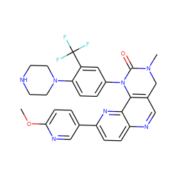 COc1ccc(-c2ccc3ncc4c(c3n2)N(c2ccc(N3CCNCC3)c(C(F)(F)F)c2)C(=O)N(C)C4)cn1 ZINC000203338300