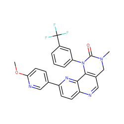 COc1ccc(-c2ccc3ncc4c(c3n2)N(c2cccc(C(F)(F)F)c2)C(=O)N(C)C4)cn1 ZINC000149791954