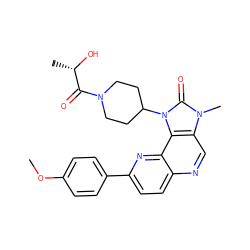 COc1ccc(-c2ccc3ncc4c(c3n2)n(C2CCN(C(=O)[C@H](C)O)CC2)c(=O)n4C)cc1 ZINC000118538921