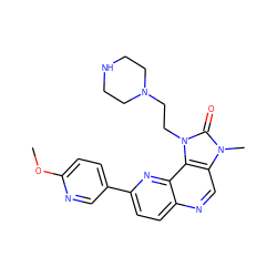 COc1ccc(-c2ccc3ncc4c(c3n2)n(CCN2CCNCC2)c(=O)n4C)cn1 ZINC000118545569