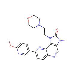 COc1ccc(-c2ccc3ncc4c(c3n2)n(CCN2CCOCC2)c(=O)n4C)cn1 ZINC000118554753