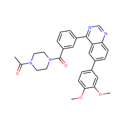 COc1ccc(-c2ccc3ncnc(-c4cccc(C(=O)N5CCN(C(C)=O)CC5)c4)c3c2)cc1OC ZINC001772617669