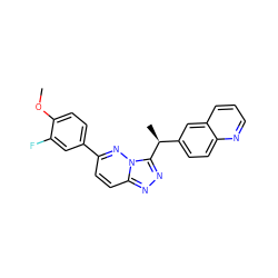 COc1ccc(-c2ccc3nnc([C@@H](C)c4ccc5ncccc5c4)n3n2)cc1F ZINC000096284613