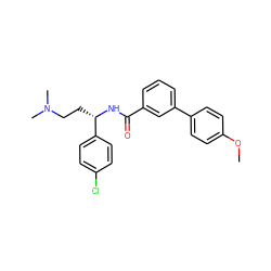 COc1ccc(-c2cccc(C(=O)N[C@@H](CCN(C)C)c3ccc(Cl)cc3)c2)cc1 ZINC000045283575