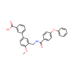 COc1ccc(-c2cccc(C(=O)O)c2)cc1CNC(=O)c1ccc(Oc2ccccc2)cc1 ZINC000073222795